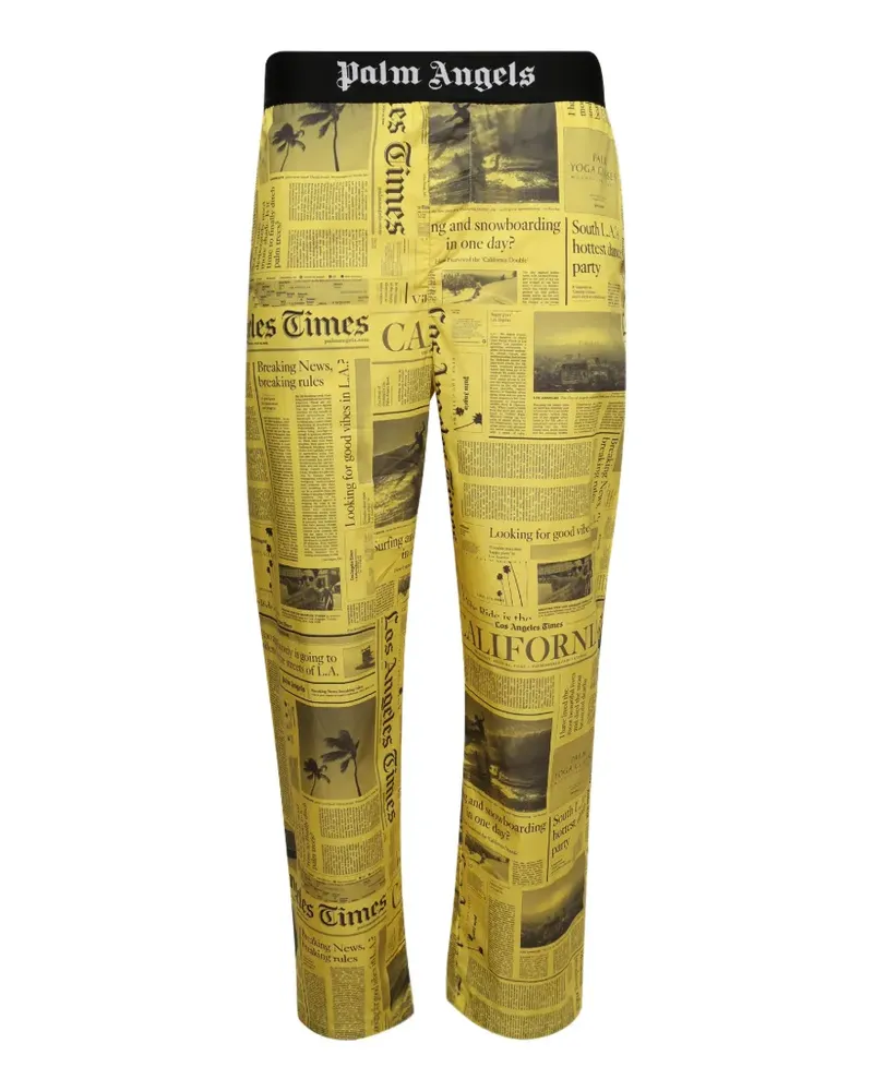 Palm Angels X LA Times newspaper-print trousers - Gelb Gelb