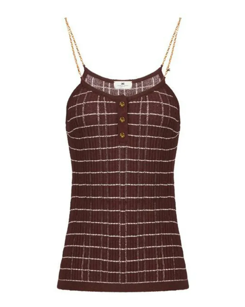 Elisabetta Franchi metal chain striped knitted tank top - Braun Braun