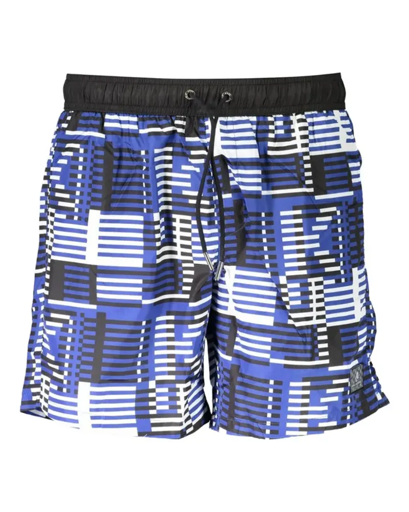 Karl Lagerfeld geometric-print drawstring swim shorts - Blau Blau