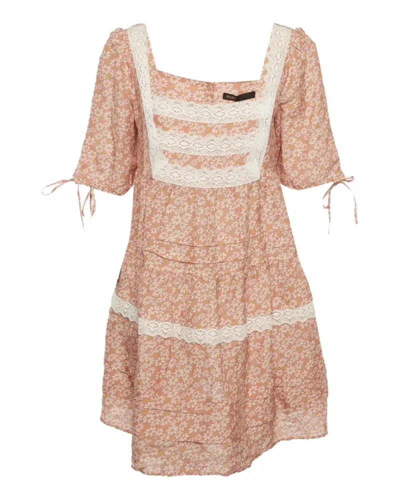 Maje floral-print lace-trim mini dress - Rosa Rosa