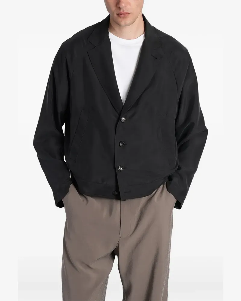 Emporio Armani pleat-detail jacket - Schwarz Schwarz