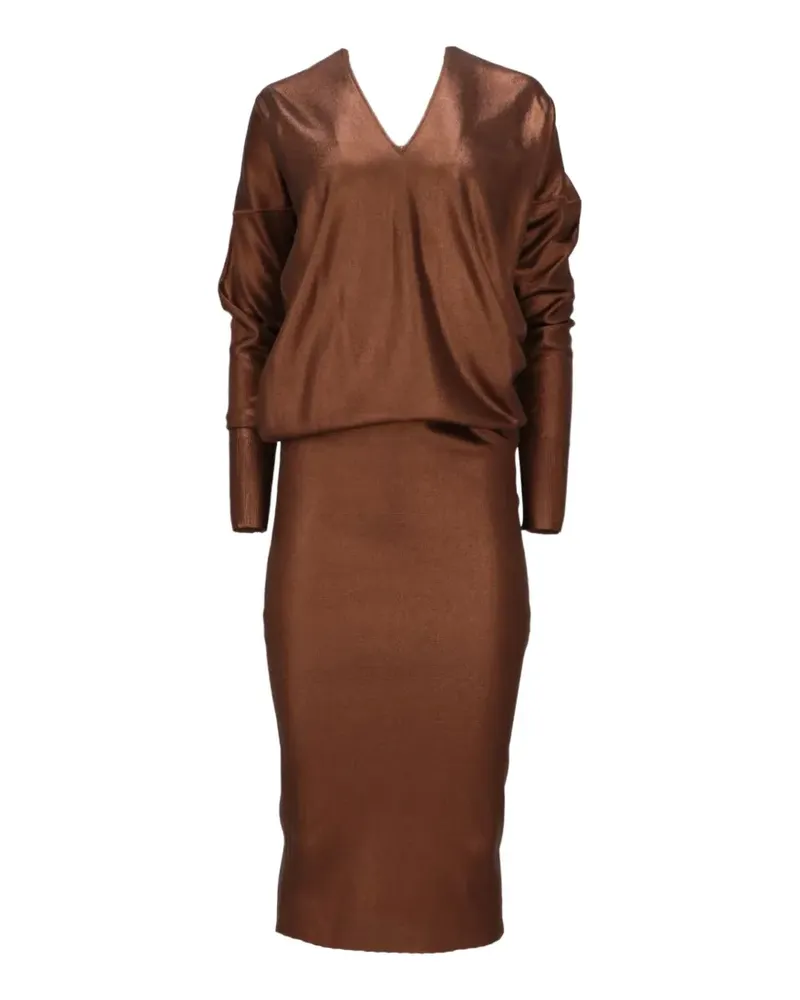 Tom Ford V-neck long-sleeve midi dress - Braun Braun
