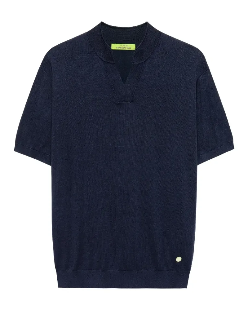 Shanghai Tang Mandarin T-Shirt mit Kontrastnähten - Blau Blau