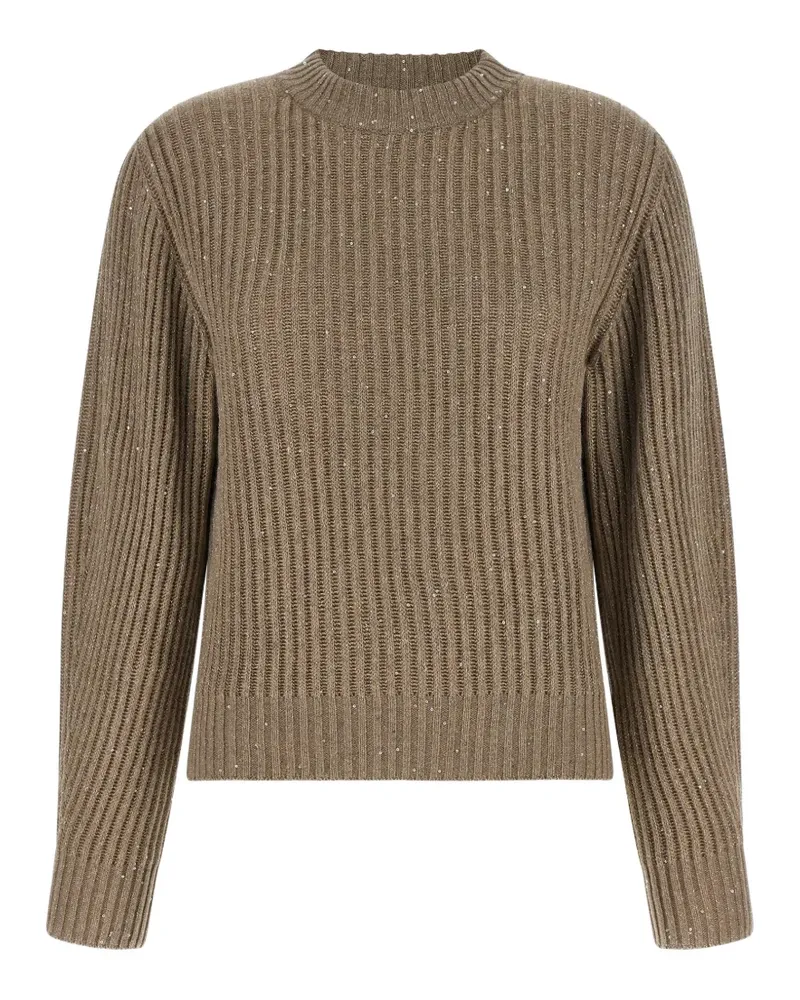 Brunello Cucinelli Gerippter Pullover mit Pailletten - Nude Nude