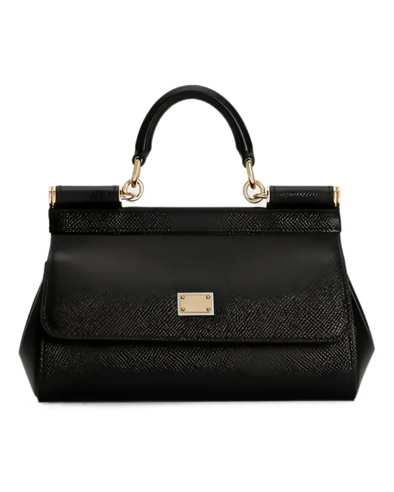 Dolce & Gabbana Mittelgroße Sicily Handtasche aus Dauphine-Kalbsleder - Schwarz Schwarz