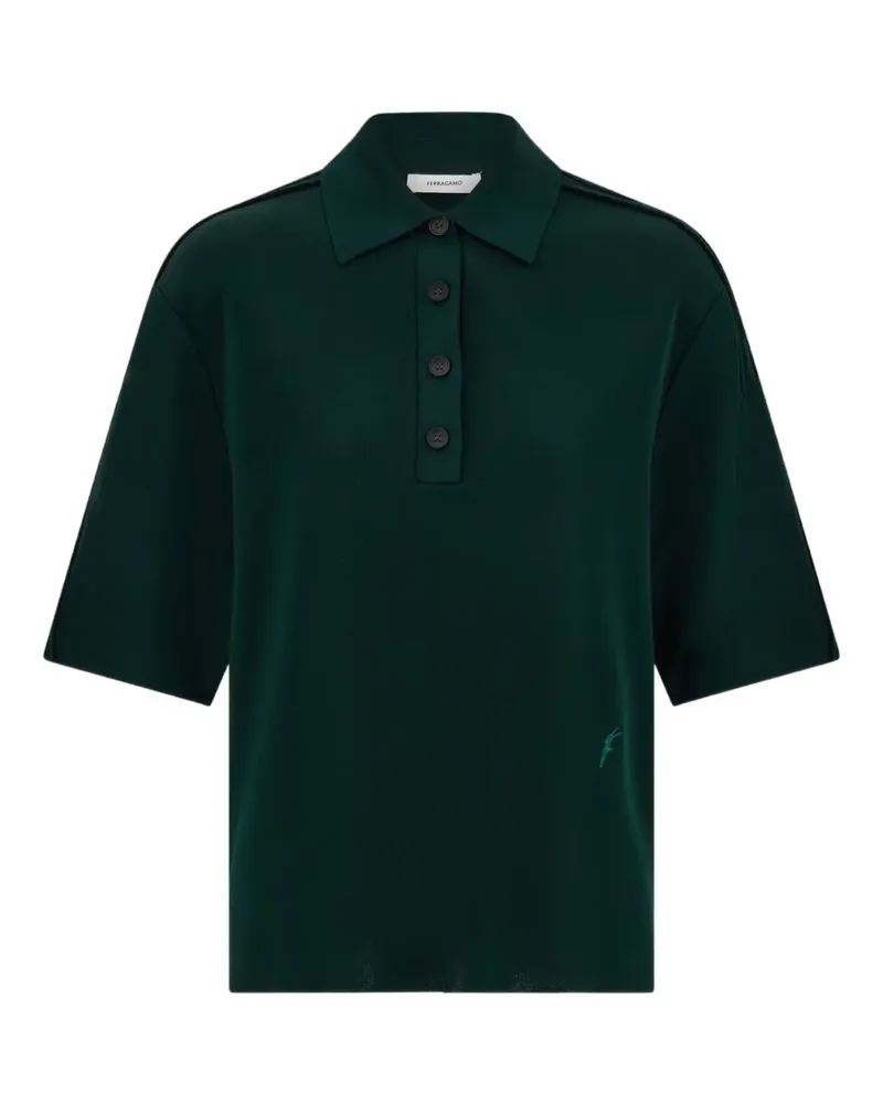 Ferragamo Gestricktes Poloshirt - Grün Grün