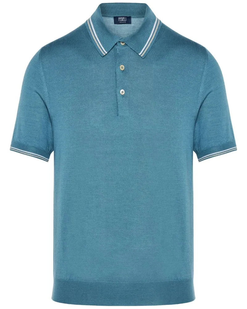 Fedeli Poloshirt mit Streifendetail Blau