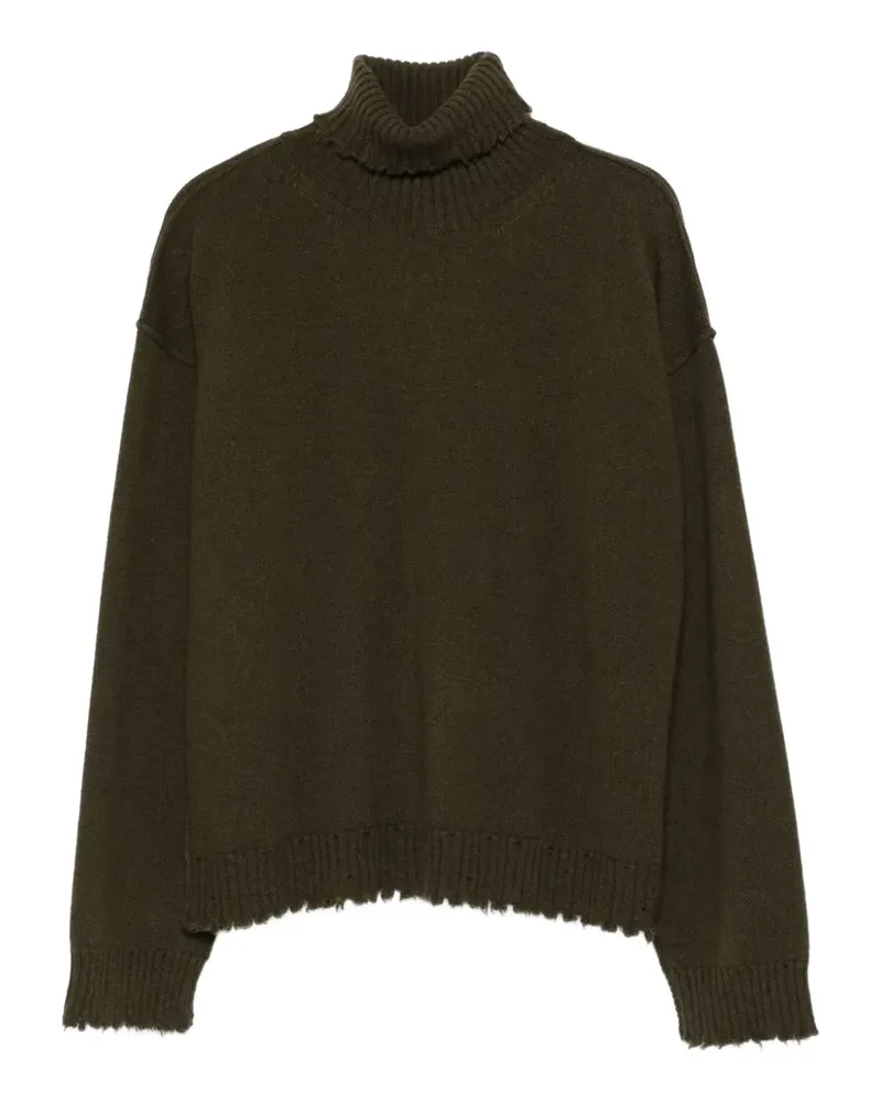 Uma Wang Rollkragenpullover mit ausgefranstem Saum - Grün Grün