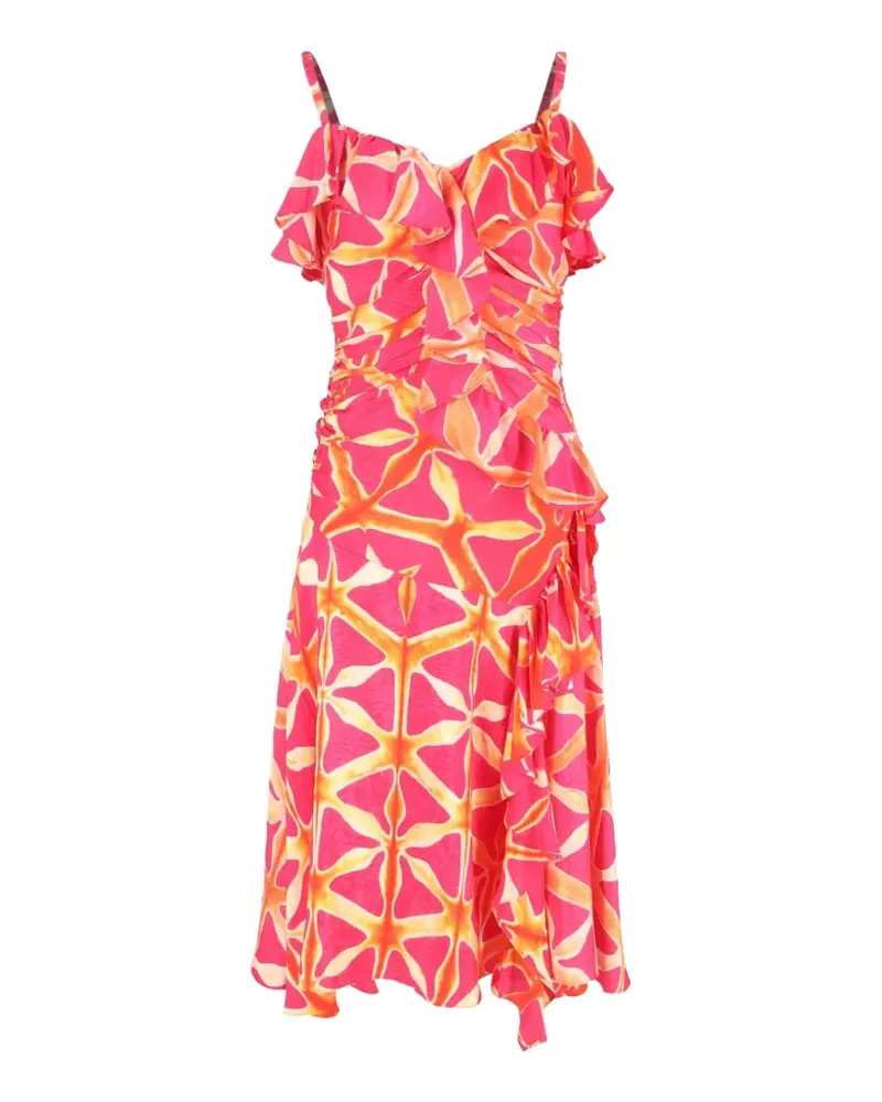 Ulla Johnson Zoya ruffled printed midi dress - Rosa Rosa