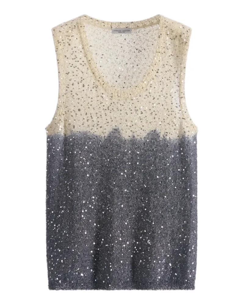 Roberto Collina sequin v-neck top - Grau Grau