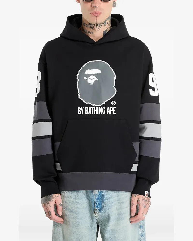 BAPE ape graphic striped hoodie - Schwarz Schwarz