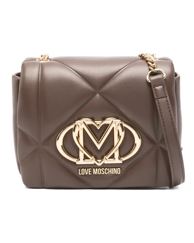 Moschino Gesteppte Umhängetasche mit Logo - Braun Braun