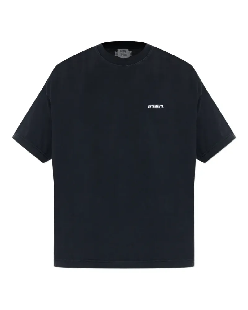 VETEMENTS logo-embroidered T-shirt - Schwarz Schwarz