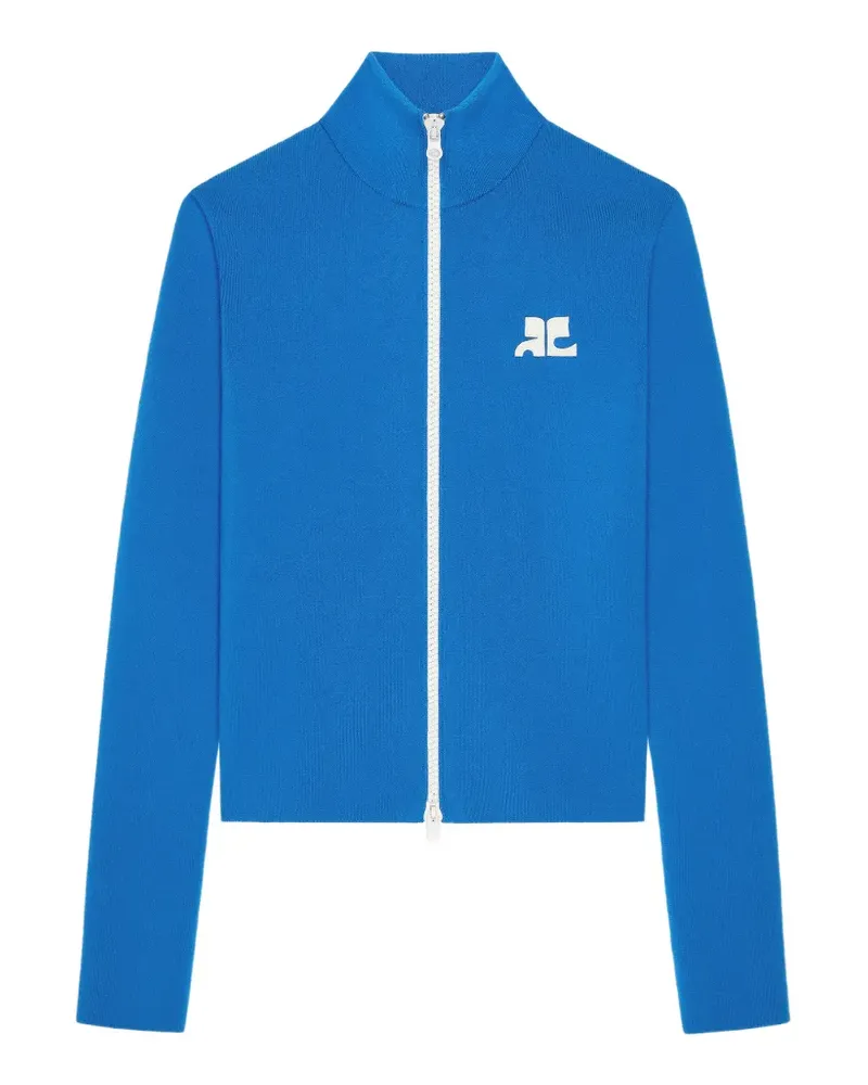 Courrèges Cardigan mit Logo-Patch und Reißverschluss - Blau Blau