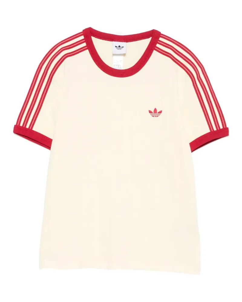 adidas Gestreiftes T-Shirt mit Logo-Stickerei - Nude Nude
