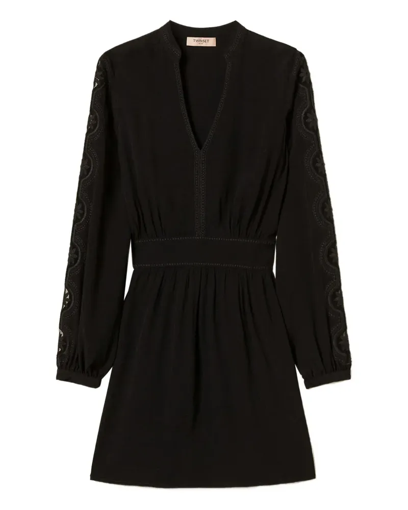 Twin-Set Kleid mit V-Ausschnitt - Schwarz Schwarz
