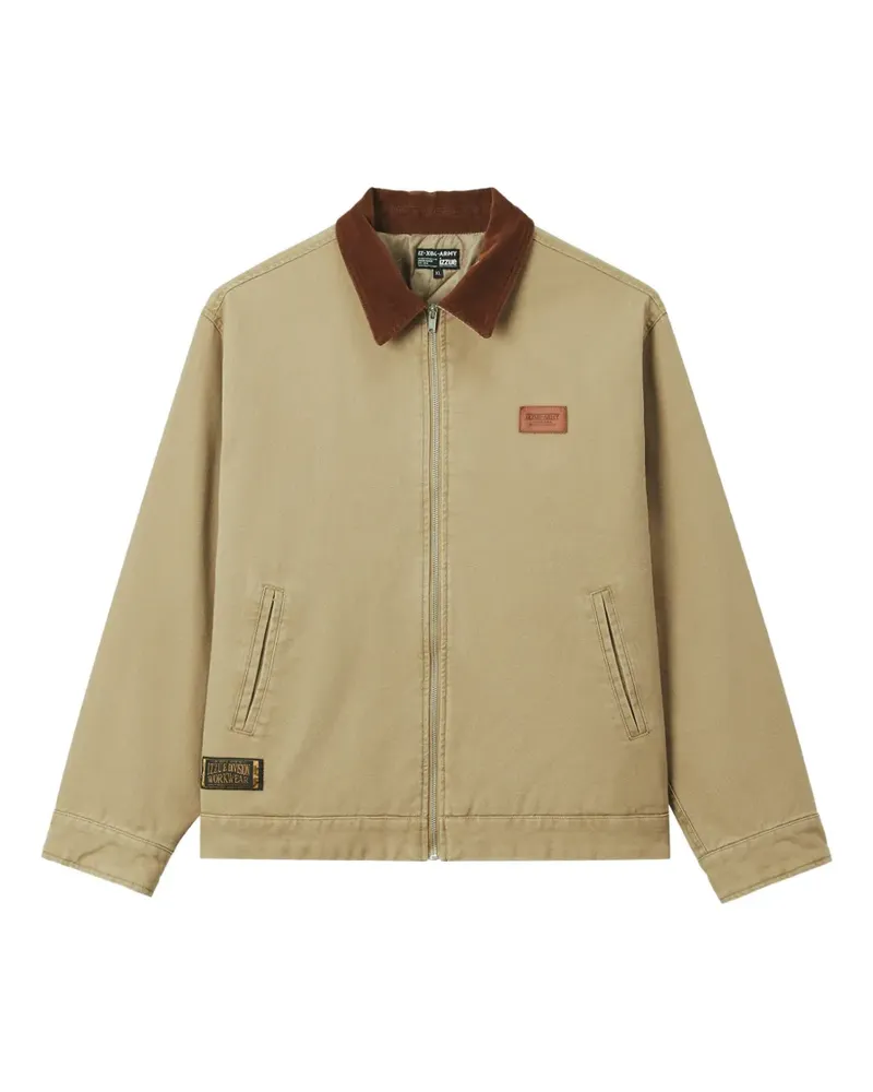 Izzue corduroy-collar zip-up jacket - Nude Nude