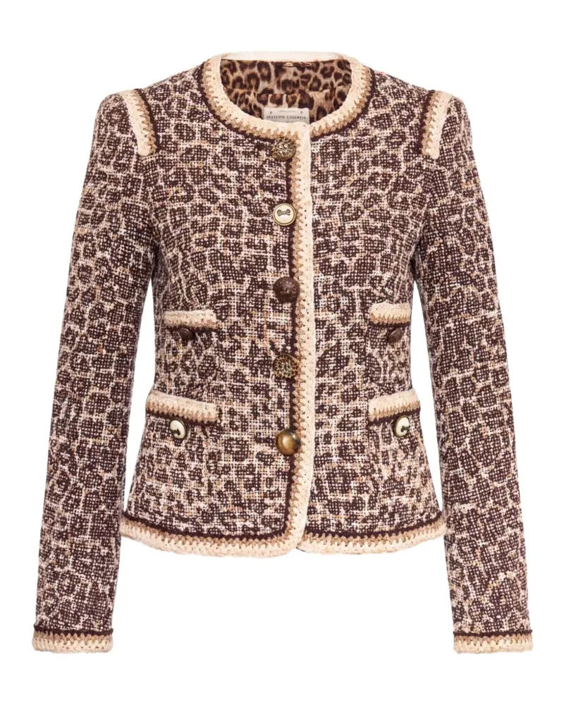Maison Common leopard-print tweed jacket - Braun Braun
