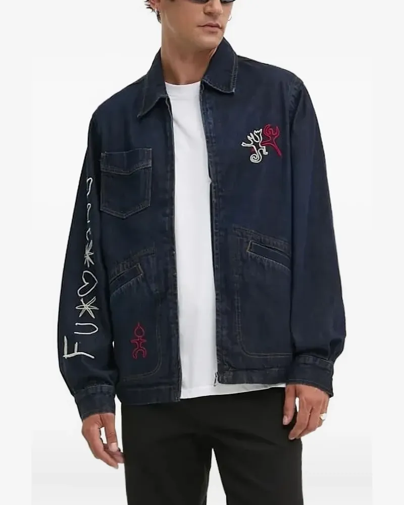 Desigual Jeansjacke mit Logo-Stickerei - Blau Blau