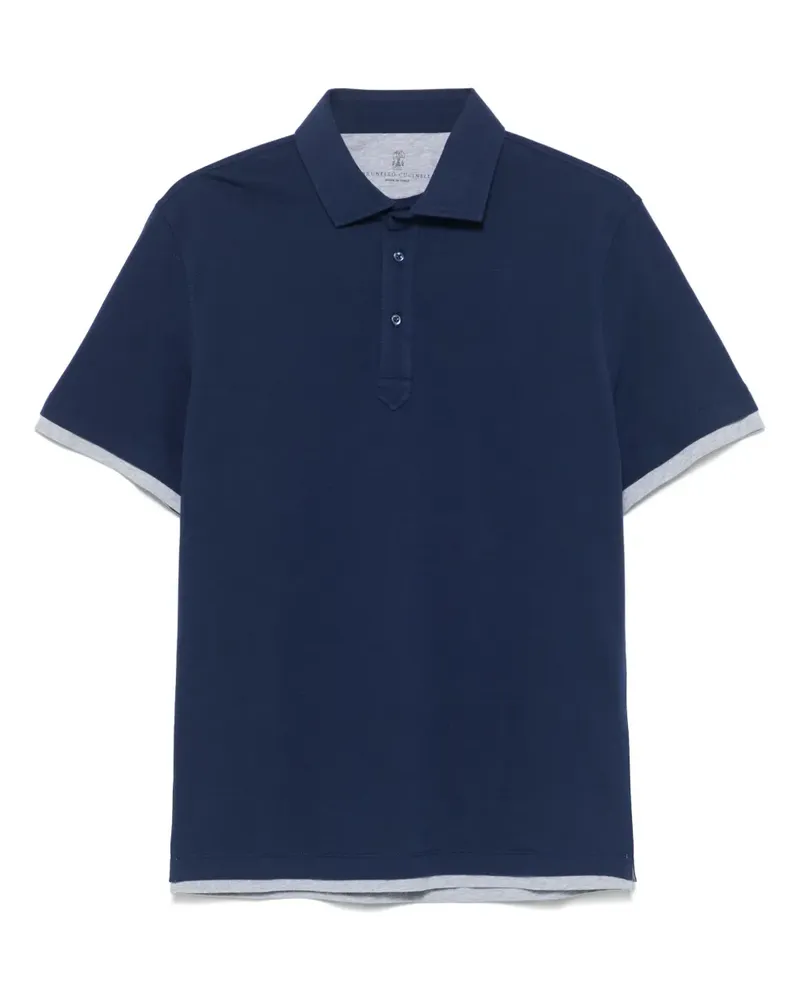Brunello Cucinelli Poloshirt im Layering-Look - Blau Blau