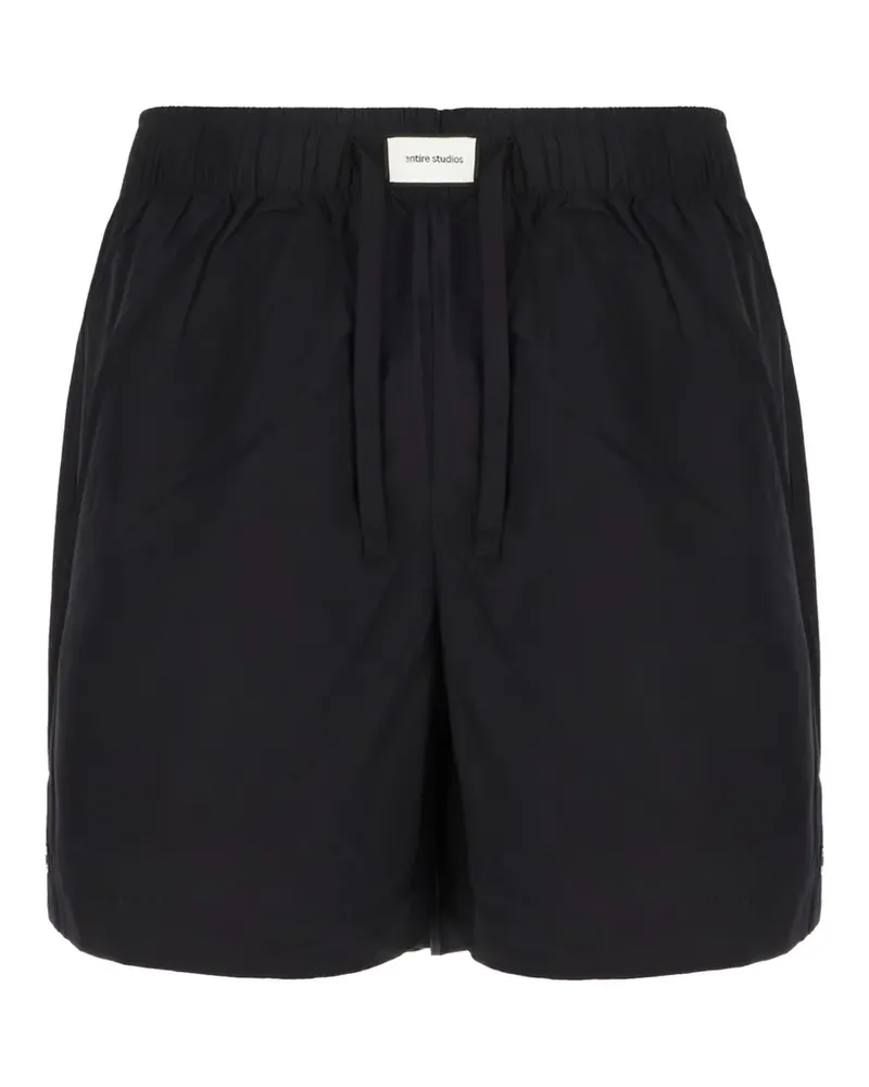 Entire Studios logo-patch drawstring-detail cotton shorts - Schwarz Schwarz