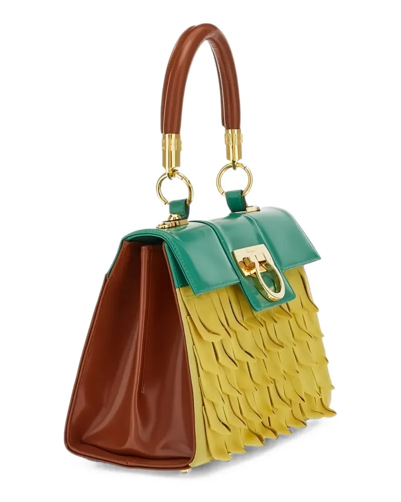 Ferragamo Top Handle fringed leather tote bag - Gelb Gelb