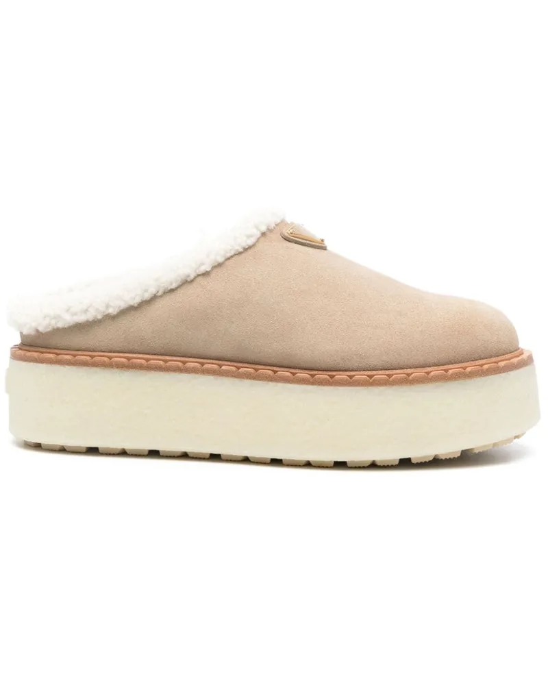 Prada Mules mit Emaille-Logo 50mm - Nude Nude