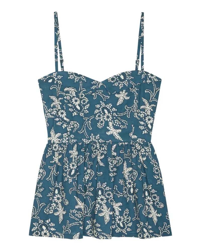 The Great Verse floral-print peplum top - Blau Blau