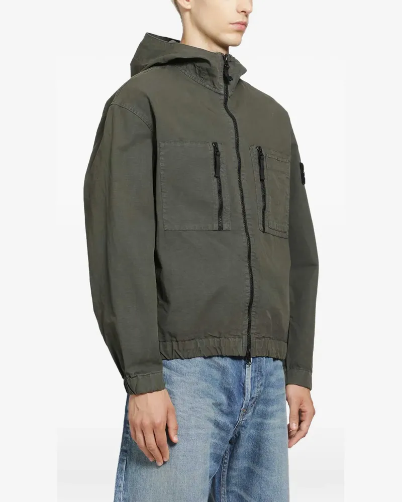 Stone Island Kapuzenjacke mit Logo-Patch - Grau Grau
