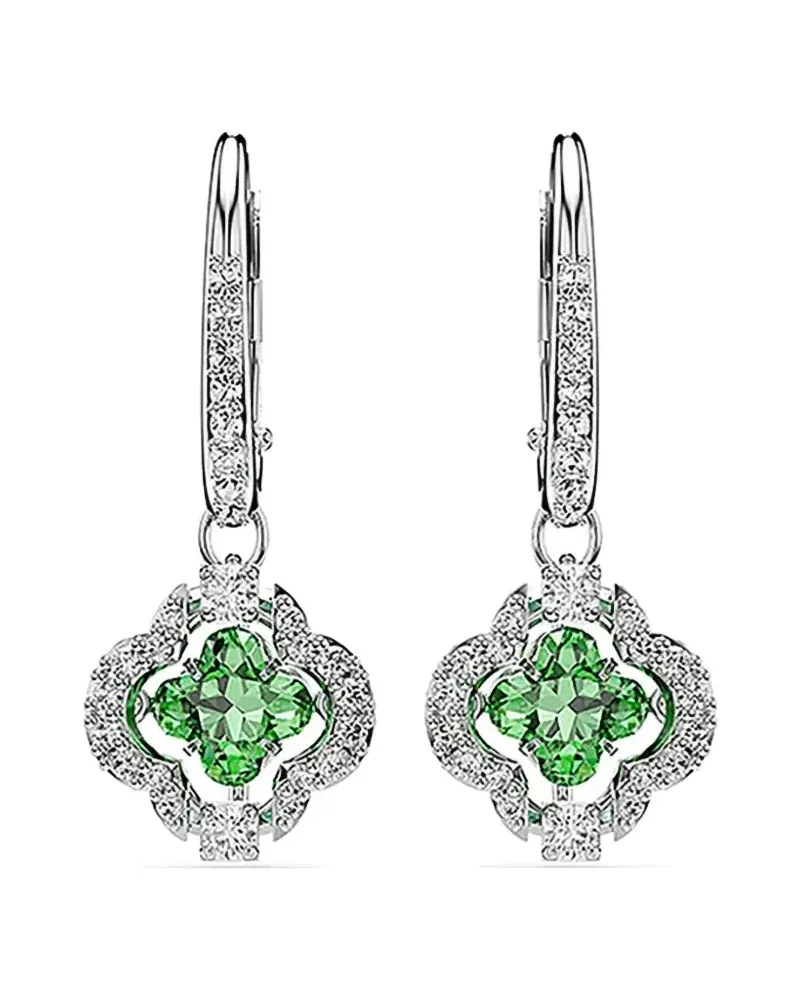 Swarovski Hängeohrringe mit Kleeblatt-Anhänger - Silber Silber