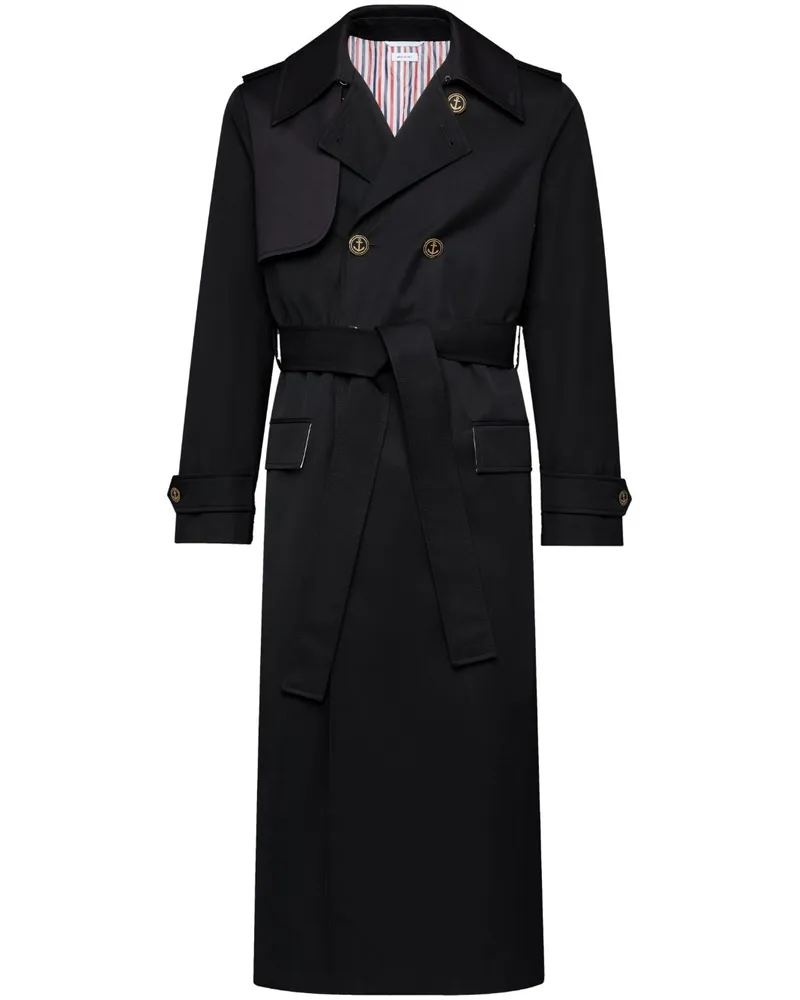 Thom Browne Doppelreihiger Trenchcoat - Schwarz Schwarz