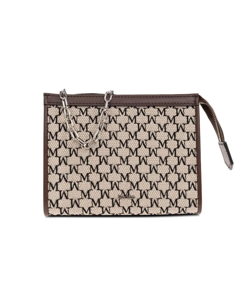 Max Mara Clutch mit Monogrammmuster - Braun Braun