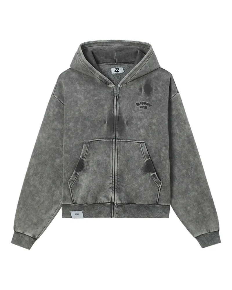 Izzue Hoodie mit Acid-Wash-Effekt - Grau Grau