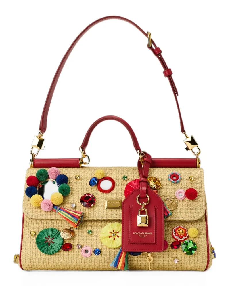 Dolce & Gabbana medium Sicily embellished shoulder bag - Nude Nude