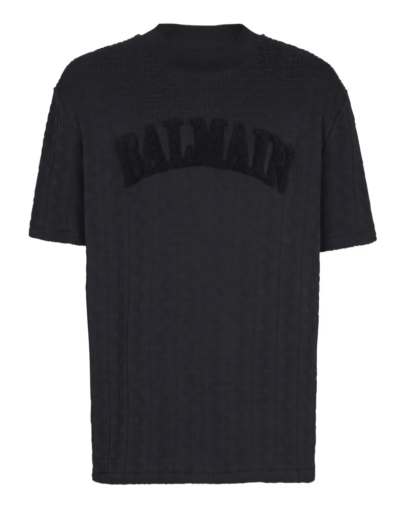 Balmain Kurzarm-Hemd mit PB-Monogramm - Schwarz Schwarz
