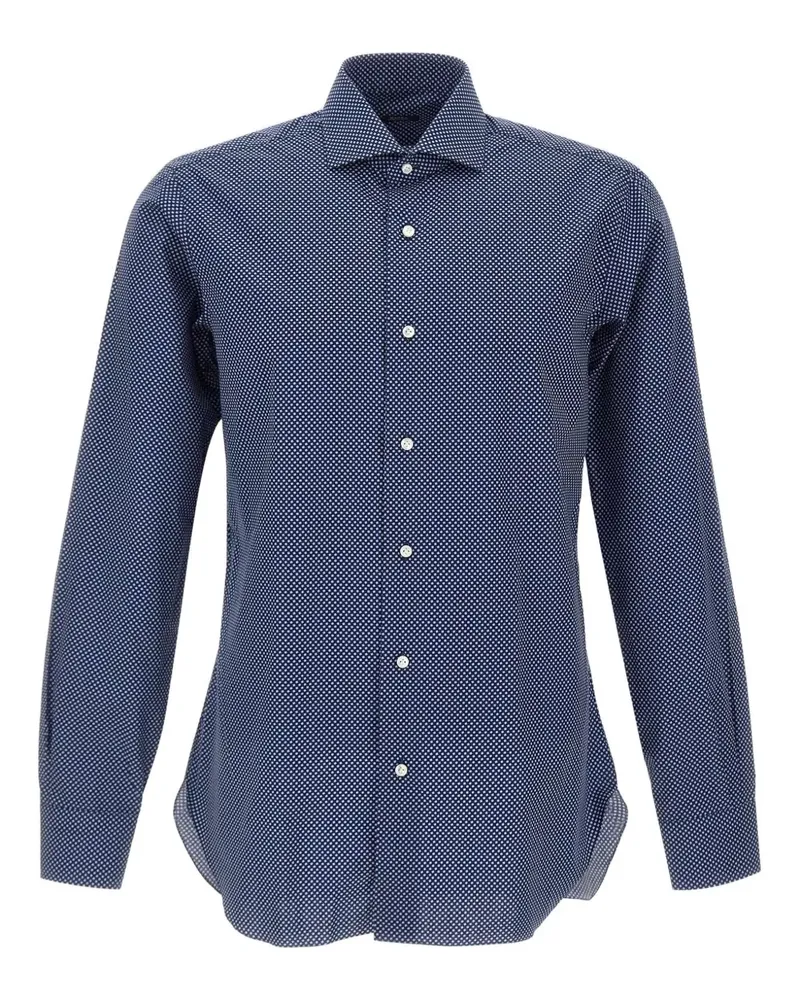 BARBA Hemd mit Polka Dots - Blau Blau