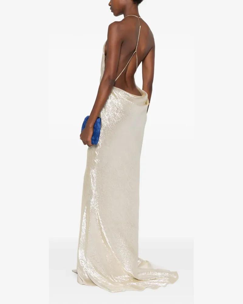 Tom Ford metallic-effect backless maxi dress - Nude Nude