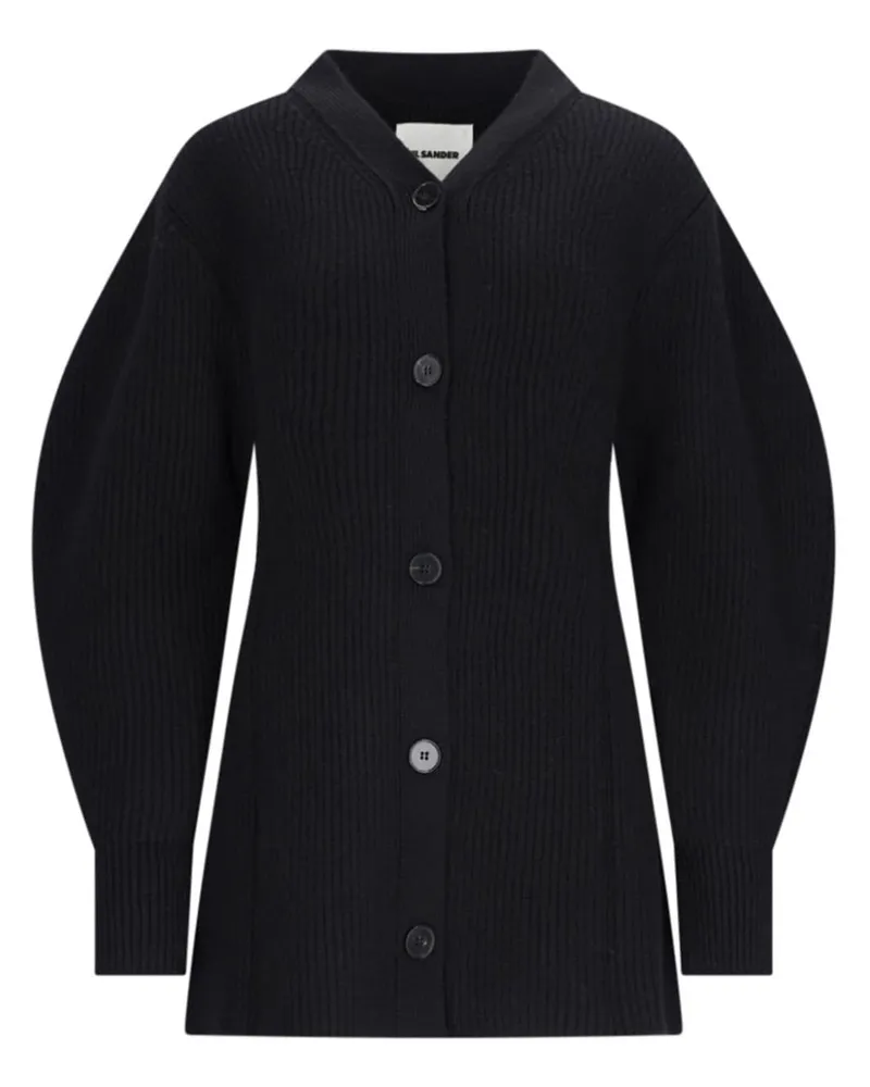 Jil Sander Gerippter Cardigan - Schwarz Schwarz