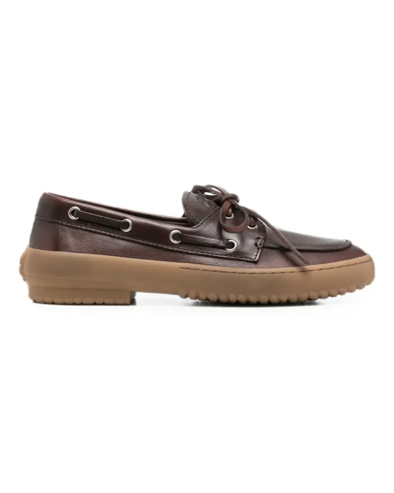 Miu Miu lace-up leather loafers - Braun Braun