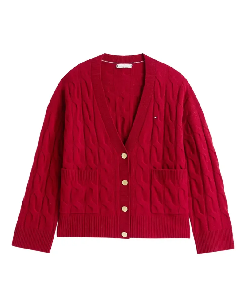 Tommy Hilfiger cable-knit pocket cardigan - Rot Rot