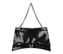 Große Crush Schultertasche mit Kroko-Effekt - Schwarz