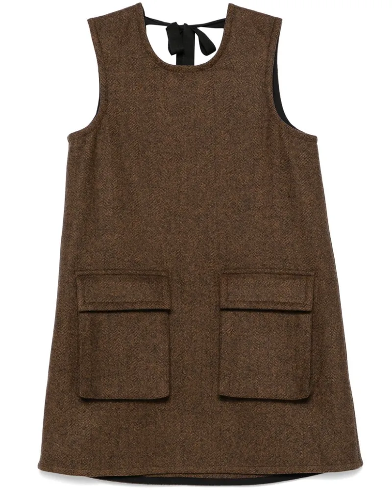 PLAN C Minikleid mit Fischgrätenmuster - Braun Braun