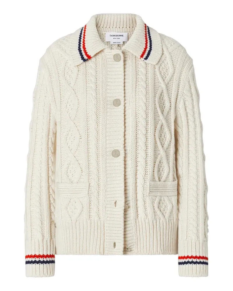 Thom Browne Aran Strickpullover - Weiß Weiß