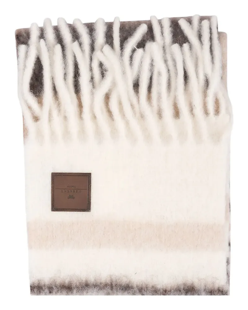 Max Mara Gestreifter Schal mit Fransensaum - Nude Nude