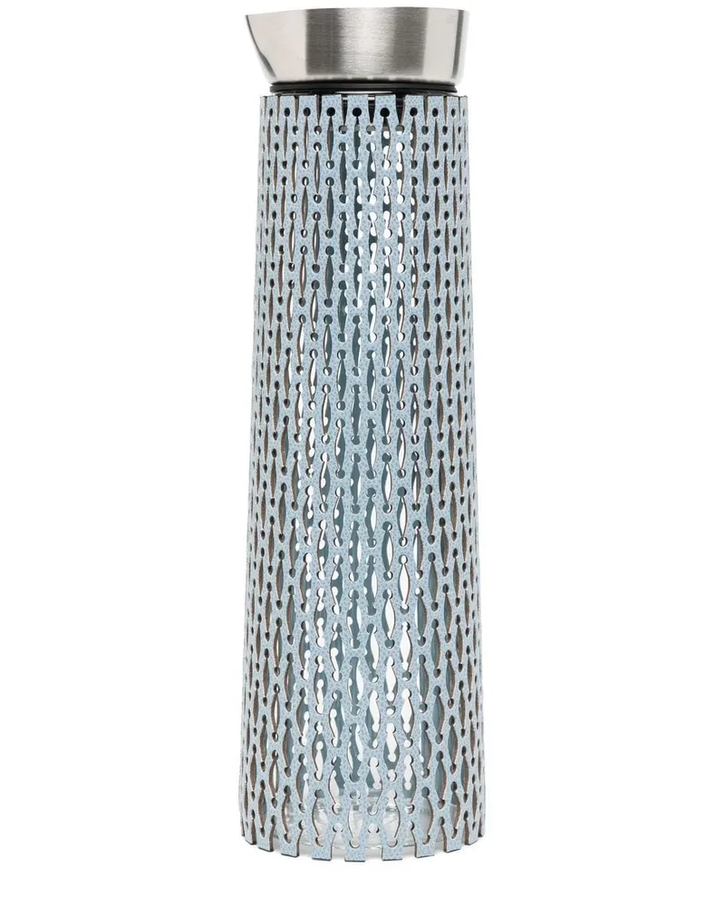 Pinetti Glaskaraffe mit Lederbezug - Blau Blau