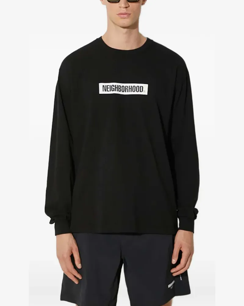 Neighborhood Langarmshirt mit Logo-Print - Schwarz Schwarz