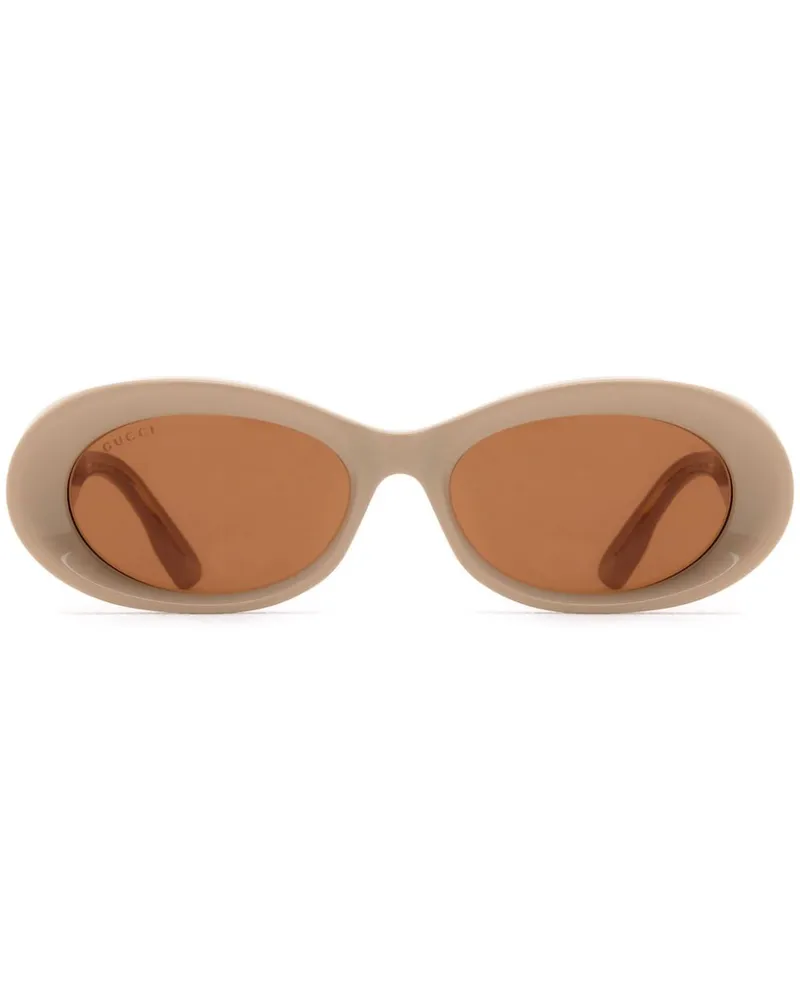 Gucci Sonnenbrille mit Logo-Print - Nude Nude