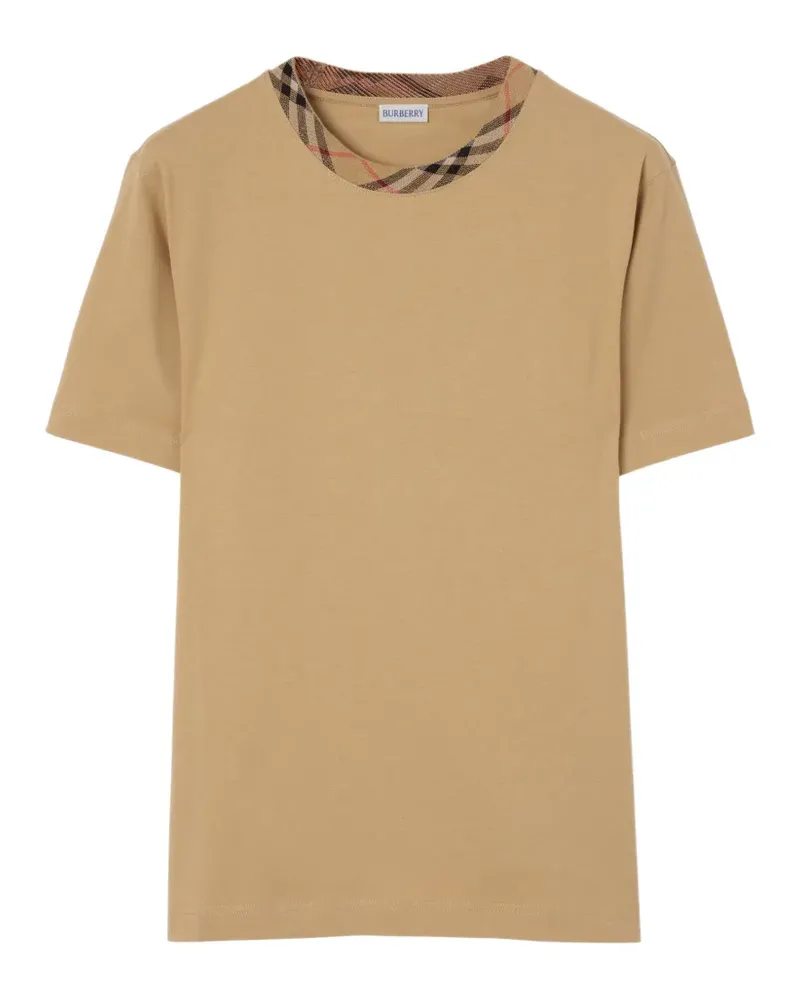 Burberry check trim cotton T-shirt - Nude Nude