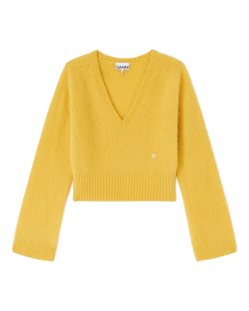 Ganni Pullover mit V-Ausschnitt - Gelb Gelb