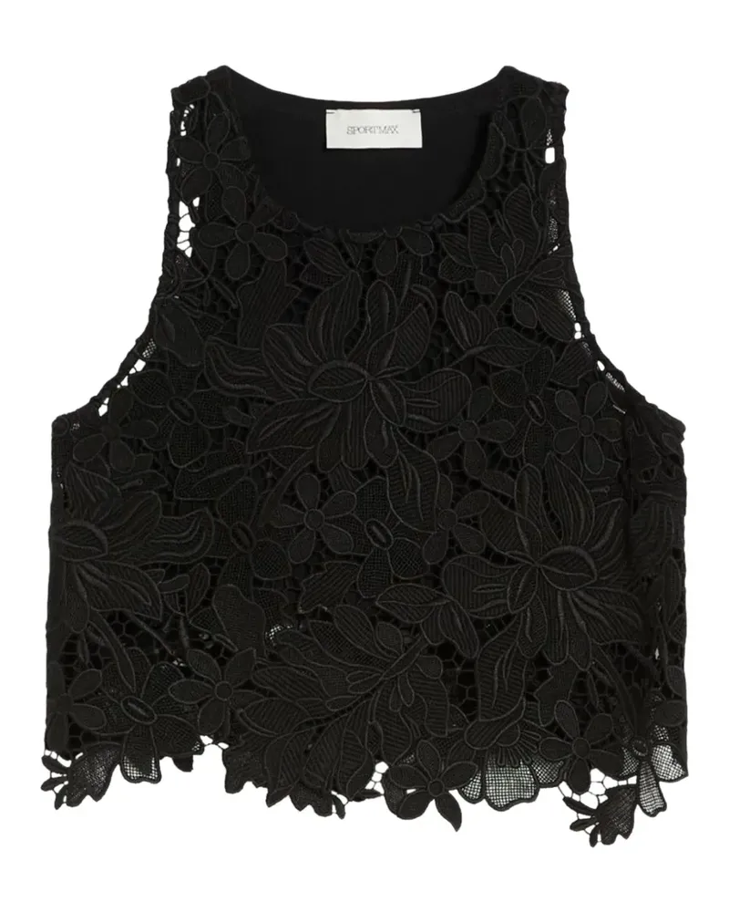SPORTMAX Oberteil aus Blumenspitze - Schwarz Schwarz